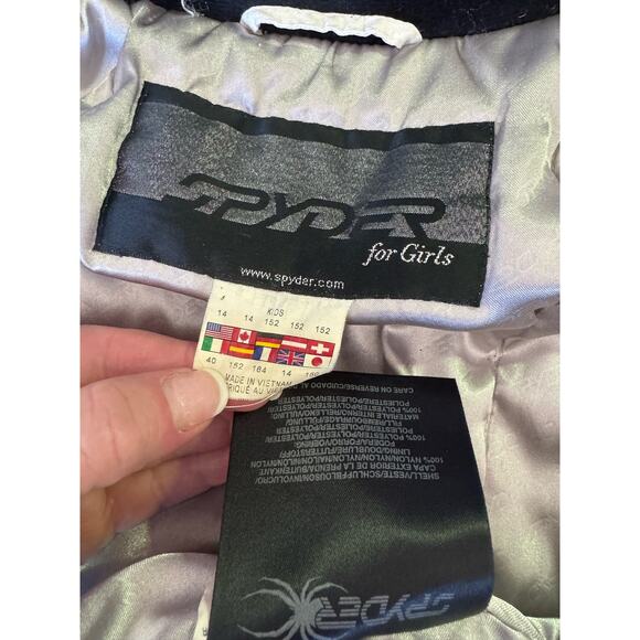 Spyder For Girls white & black ski snowboard coat removable fur hood aged 12-14 - Picture 12 of 15
